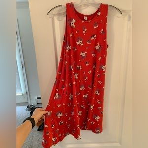 Red Floral Swing Dress